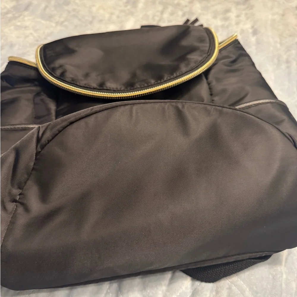 Aimee Kestenberg Black‎ Nylon Backpack with Gold Accents